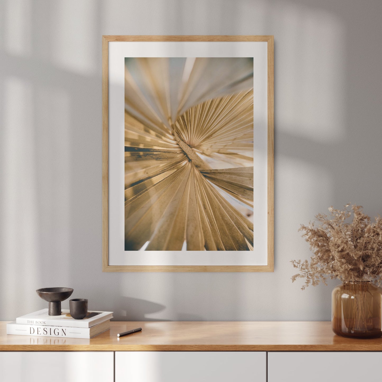 Poster with a photo of a palm leaf