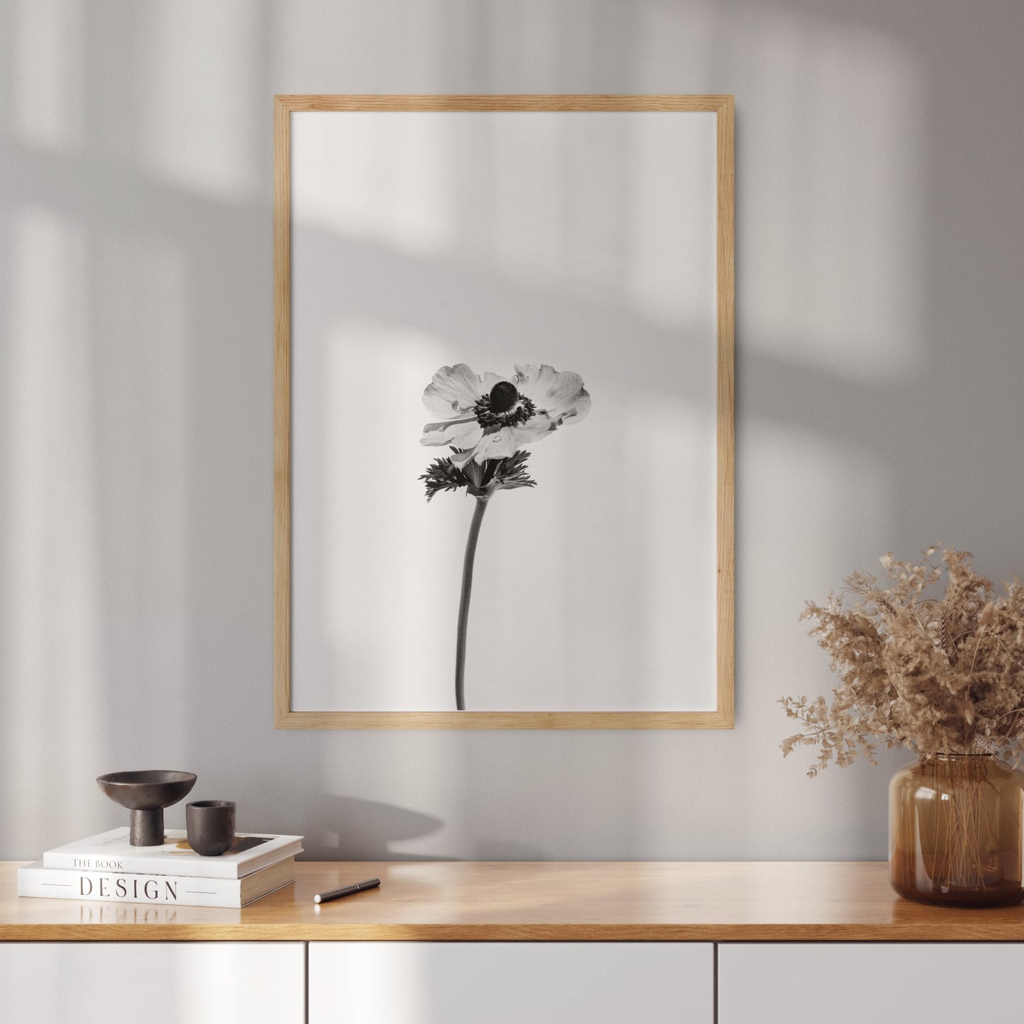 Poster with a photo of an anemone flower
