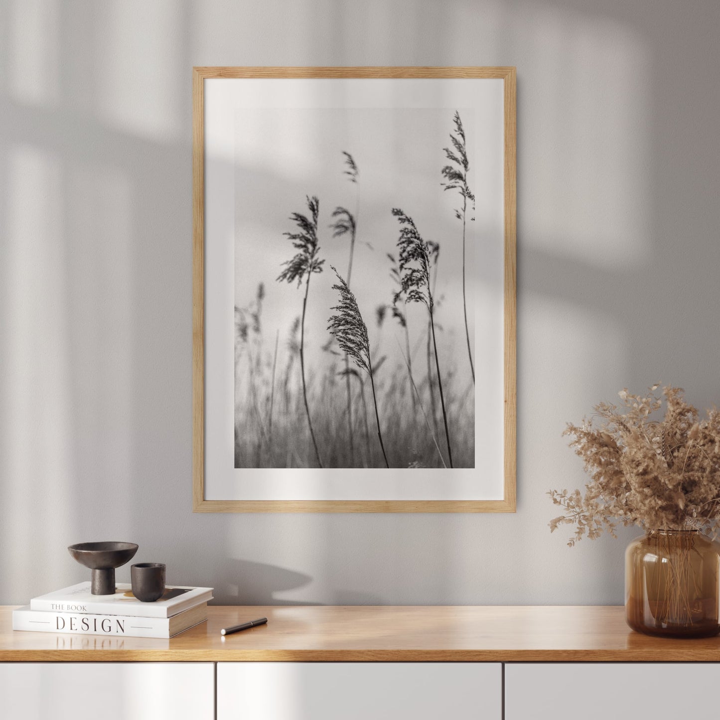 Poster with black and white photo of grass