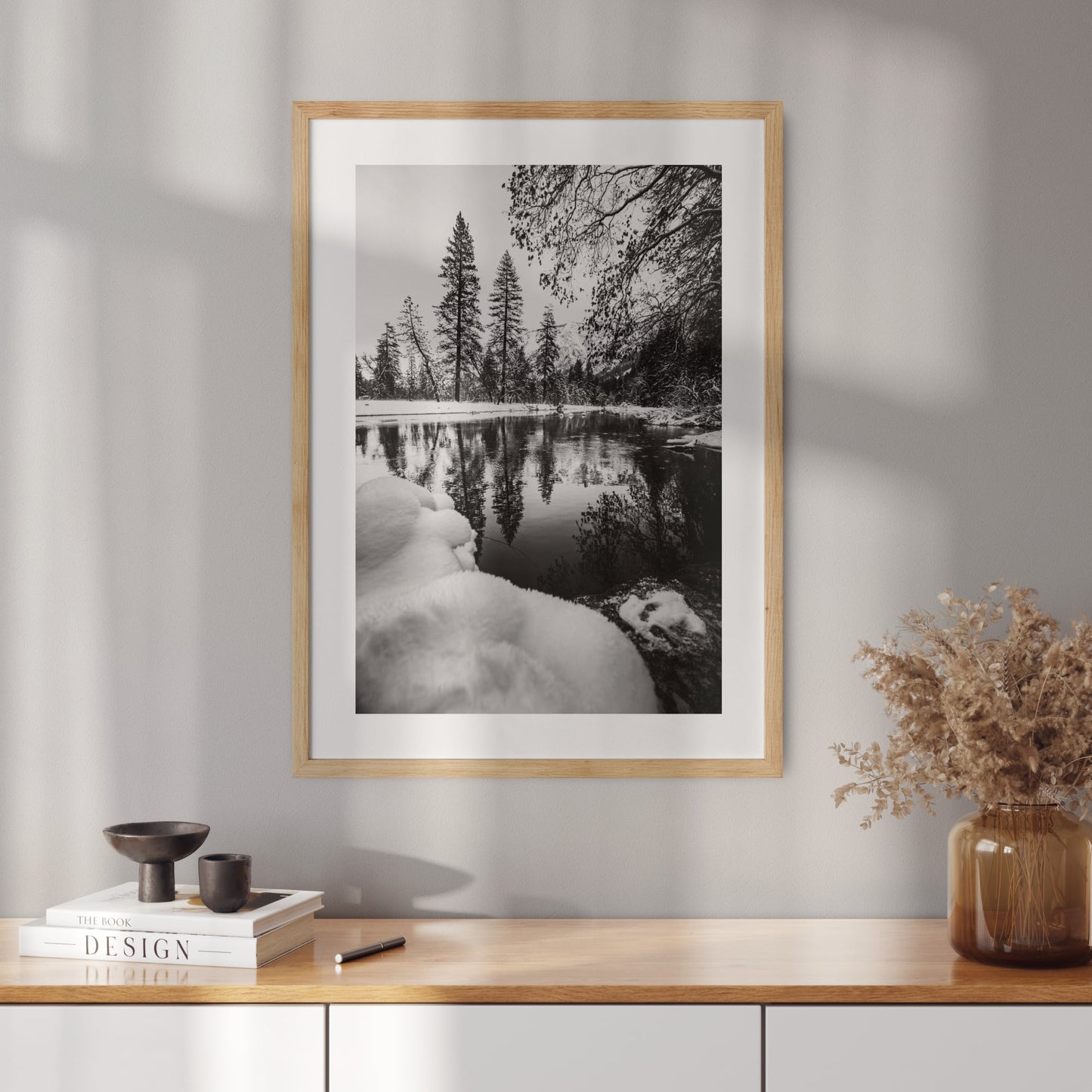 Poster with a photo of a winter pond