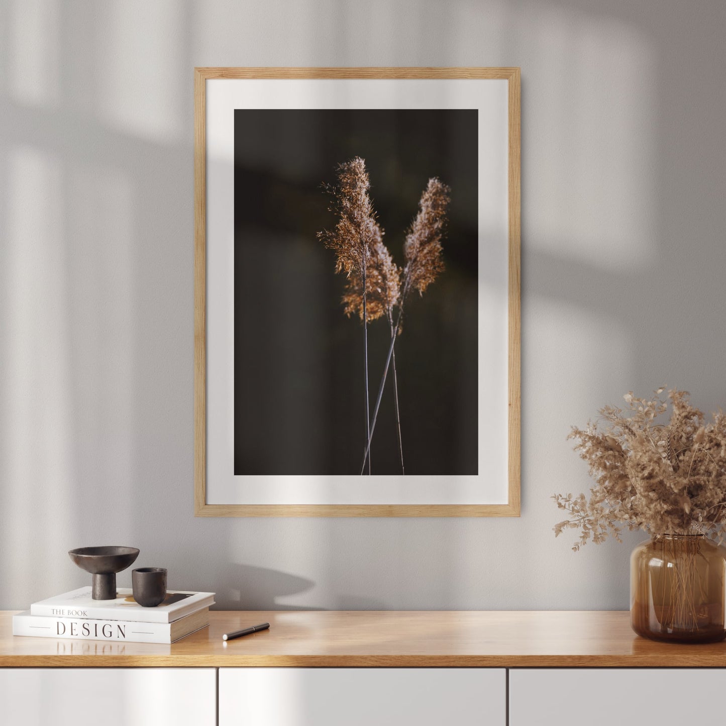 Poster with a photo of grass on a black background