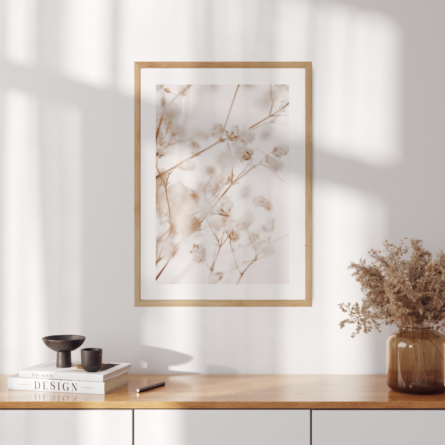 Boho plagát s fotografiou nežnej gypsomilky