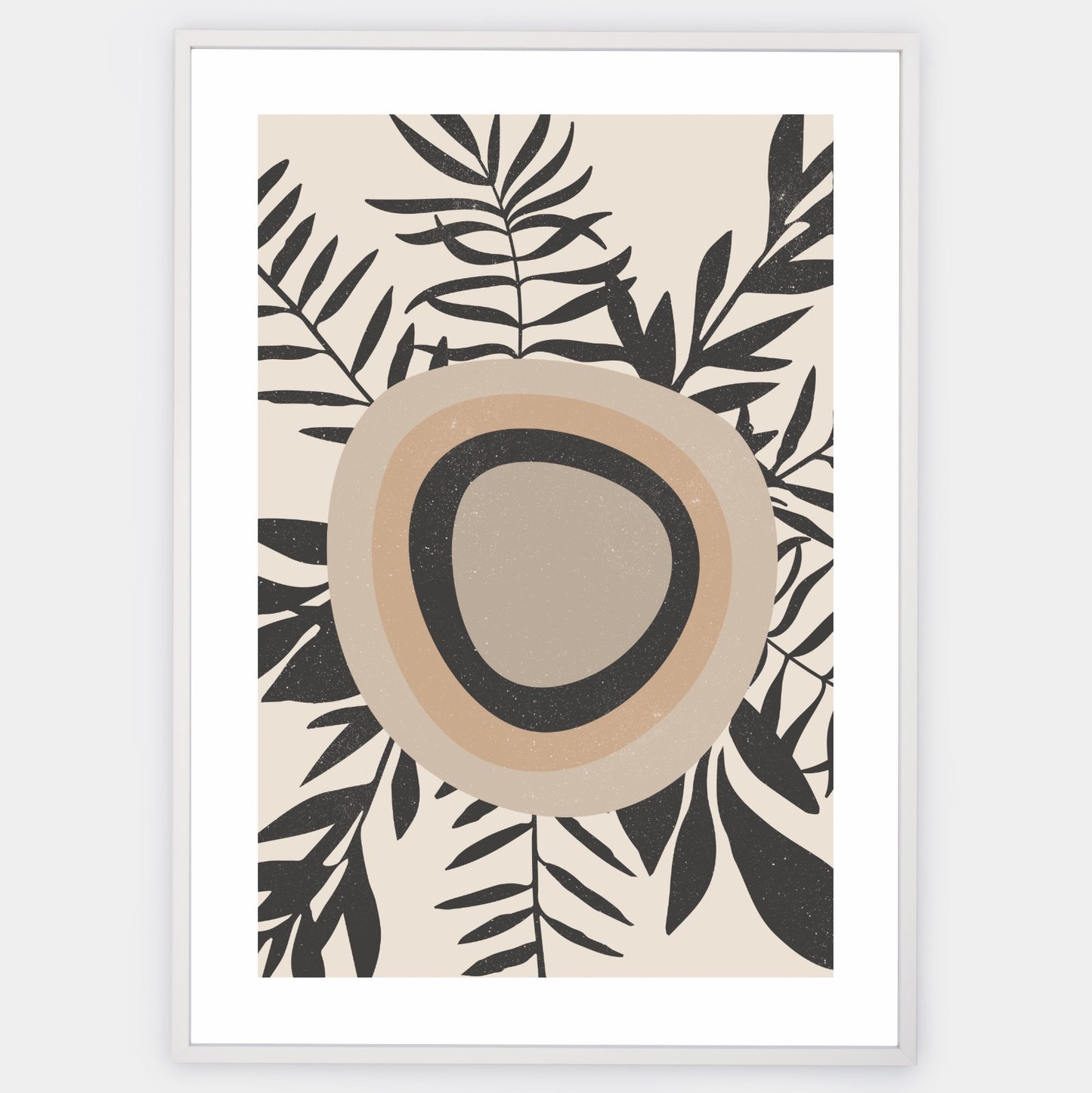 Boho poster of geometric shapes with palm leaves