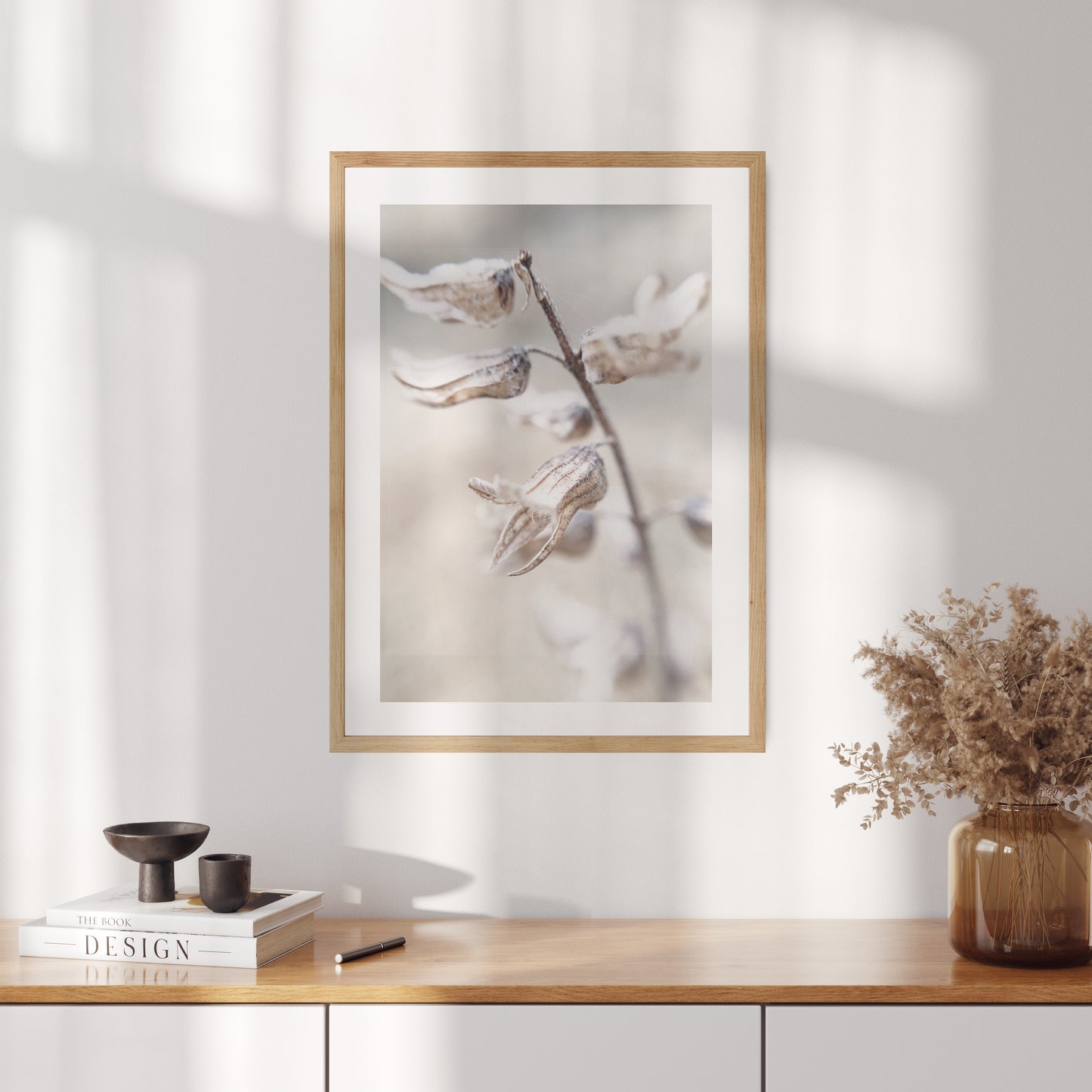Boho poster with a photo of a dried flower