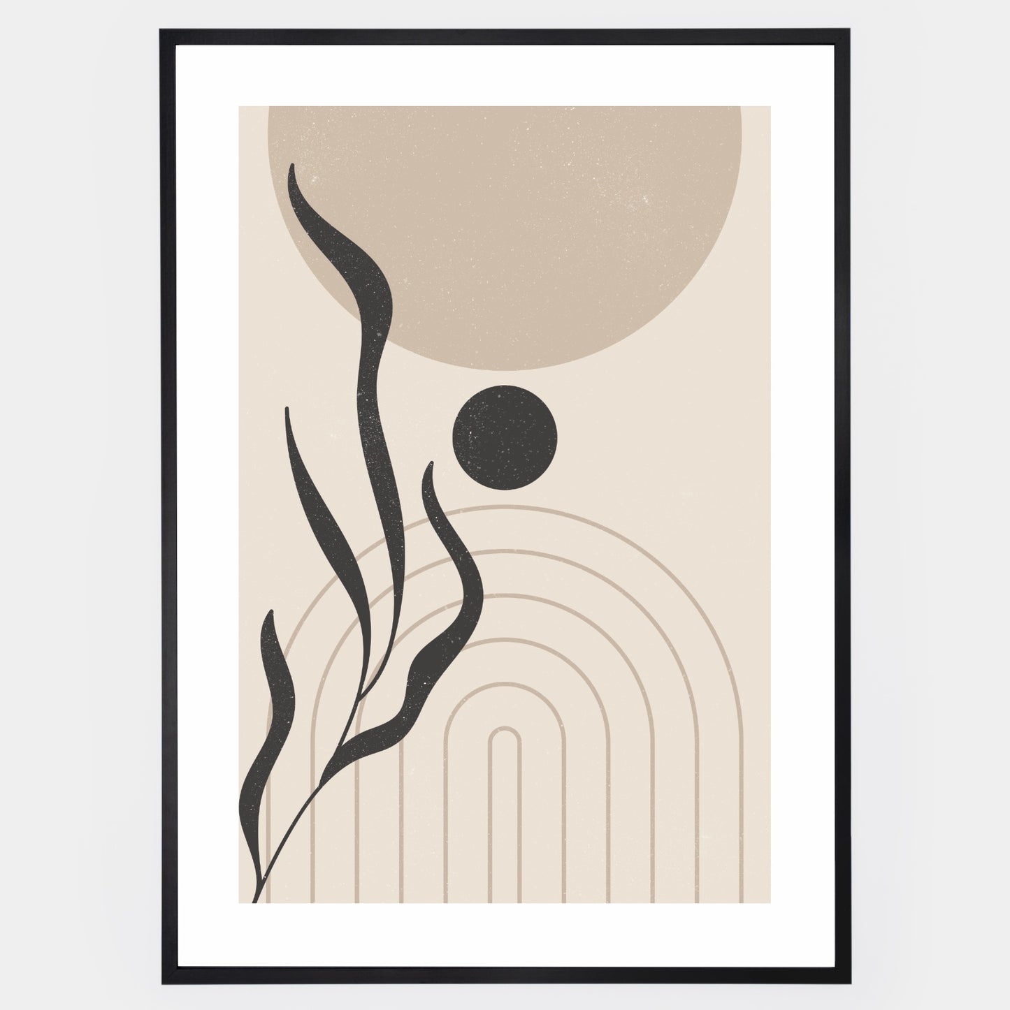 Boho poster with geometric shapes with palm leaf silhouette