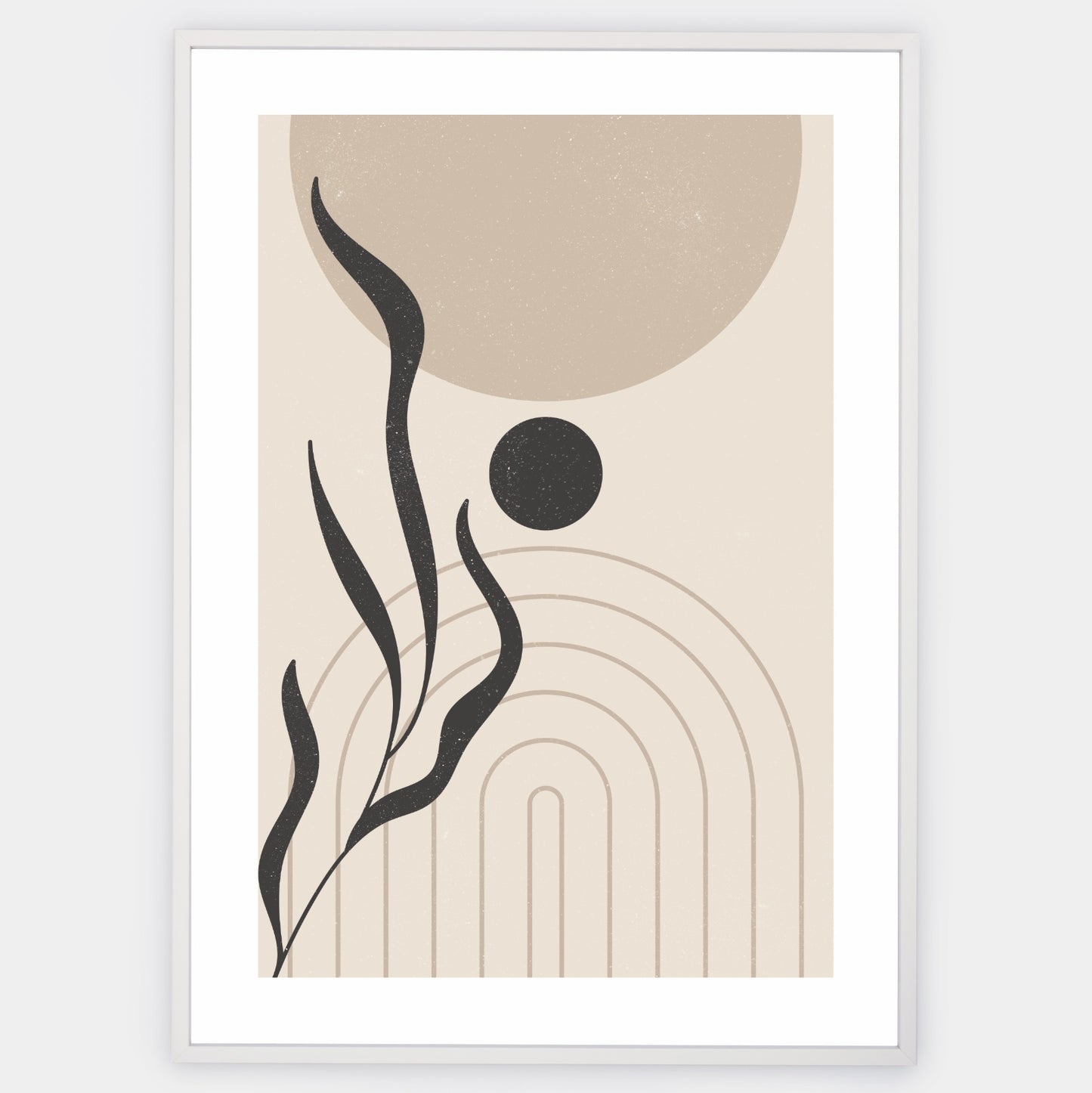 Boho poster with geometric shapes with palm leaf silhouette