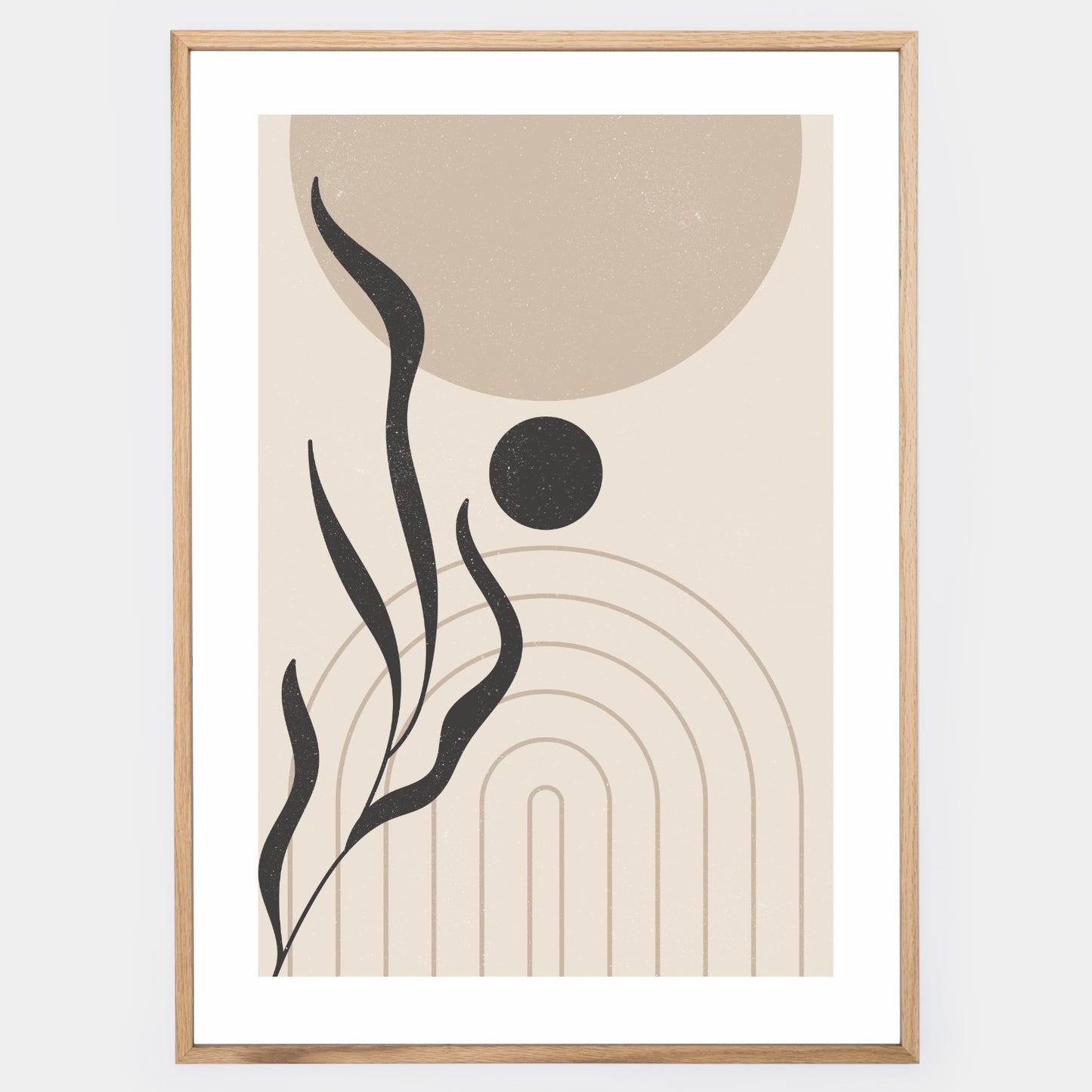 Boho poster with geometric shapes with palm leaf silhouette