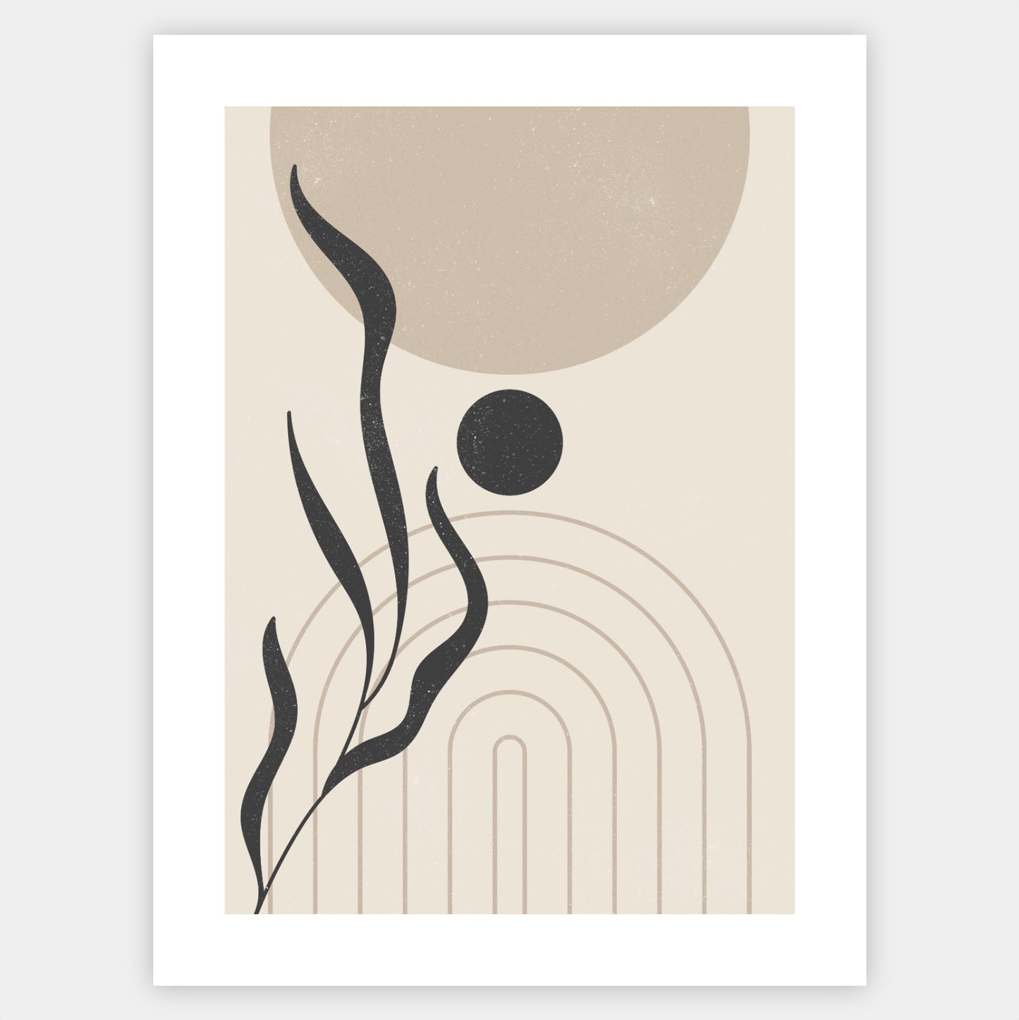 Boho poster with geometric shapes with palm leaf silhouette