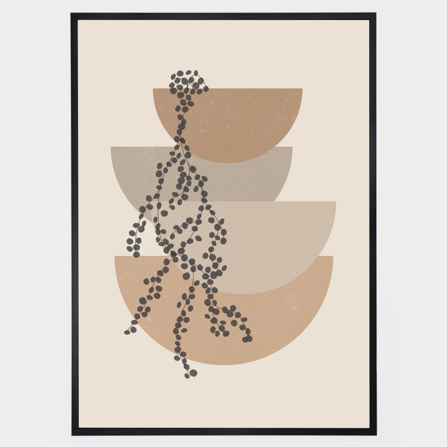 Boho poster with geometric shapes and a trailing plant