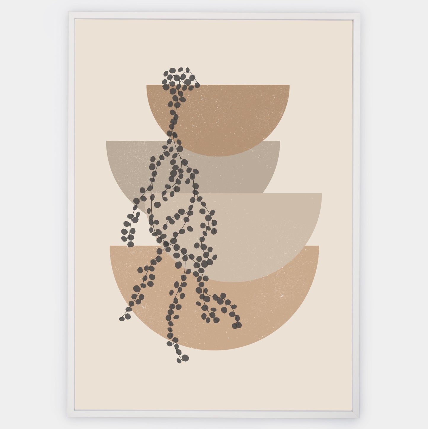 Boho poster with geometric shapes and a trailing plant