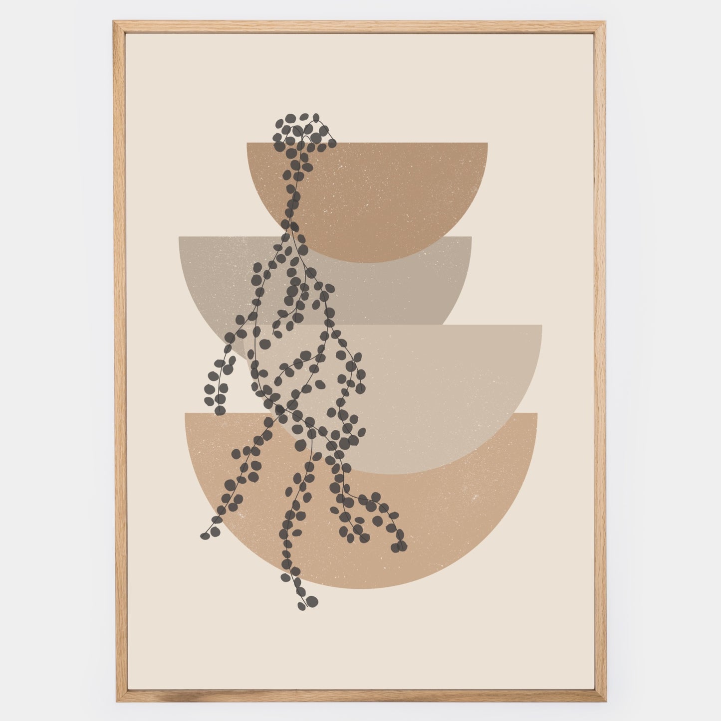Boho poster with geometric shapes and a trailing plant