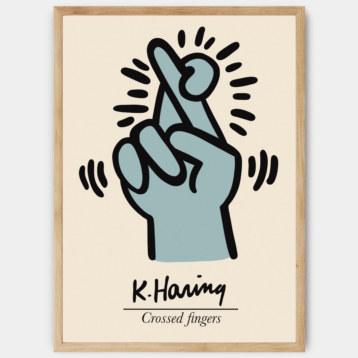 Crossed fingers poster | Keith Haring