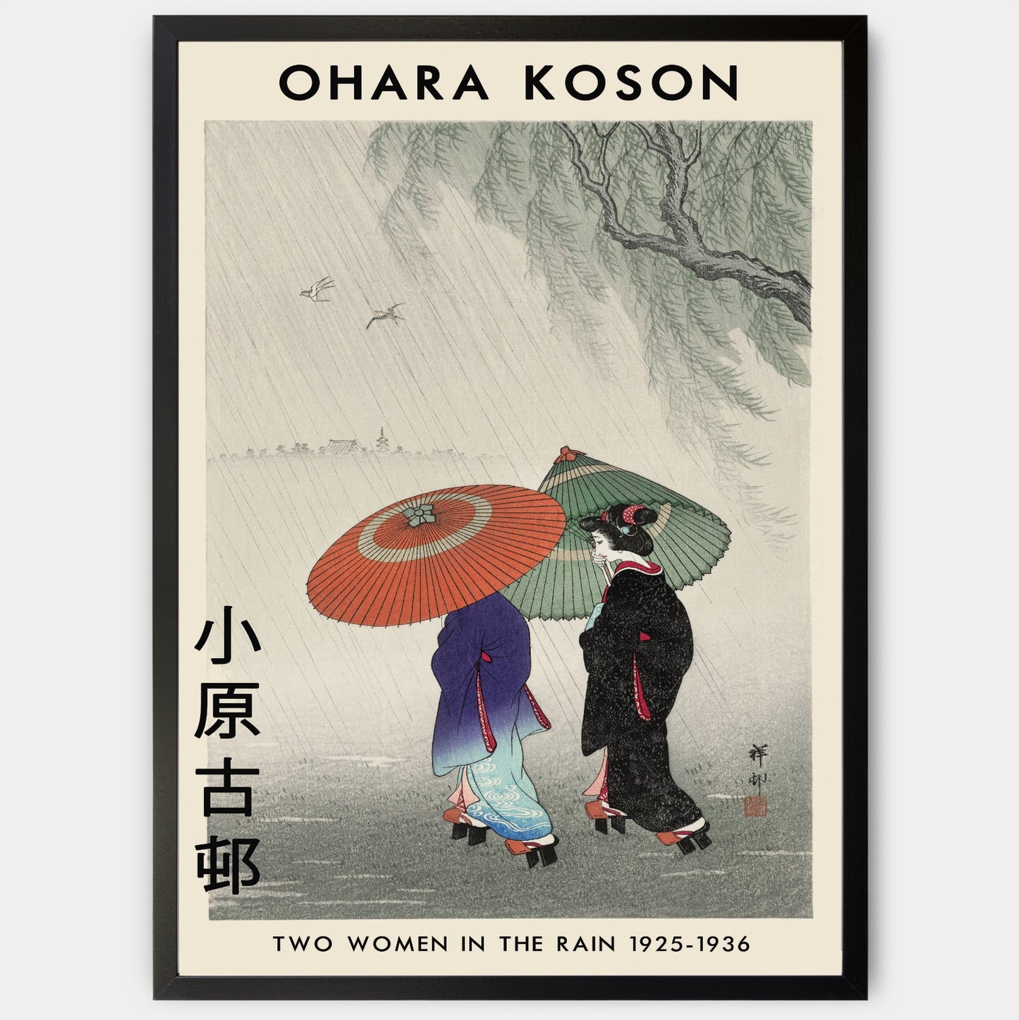 Poster Two Women In The Rain | Ohara Koson