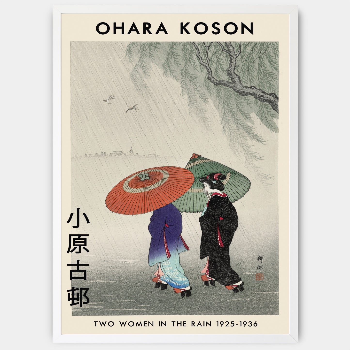 Poster Two Women In The Rain | Ohara Koson