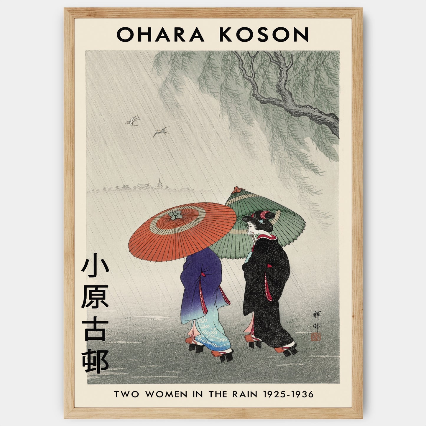 Poster Two Women In The Rain | Ohara Koson