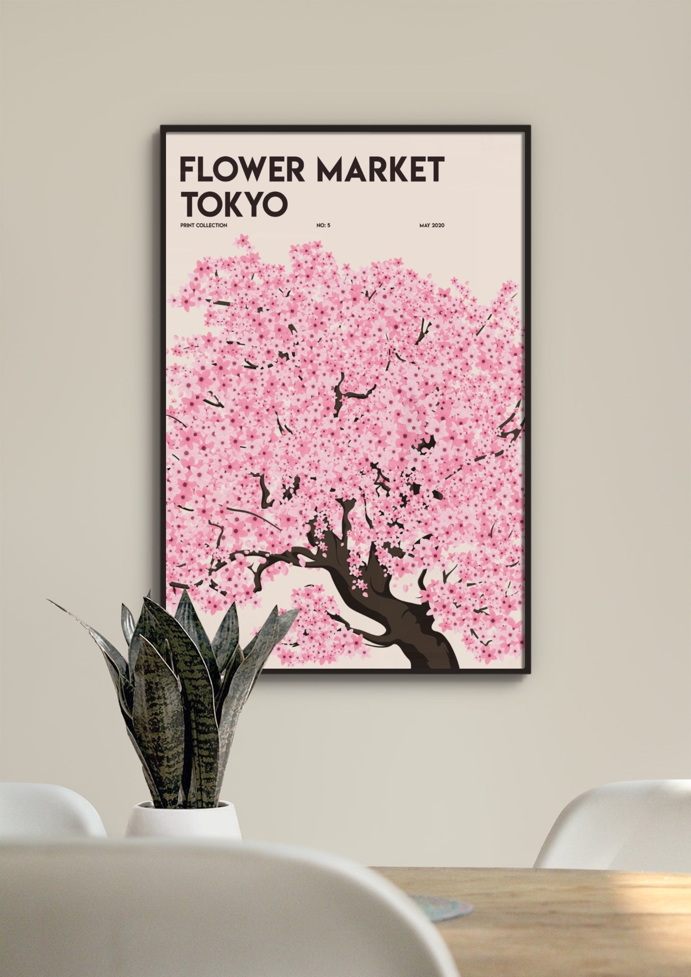 Flower Market Sakura Tree Poster