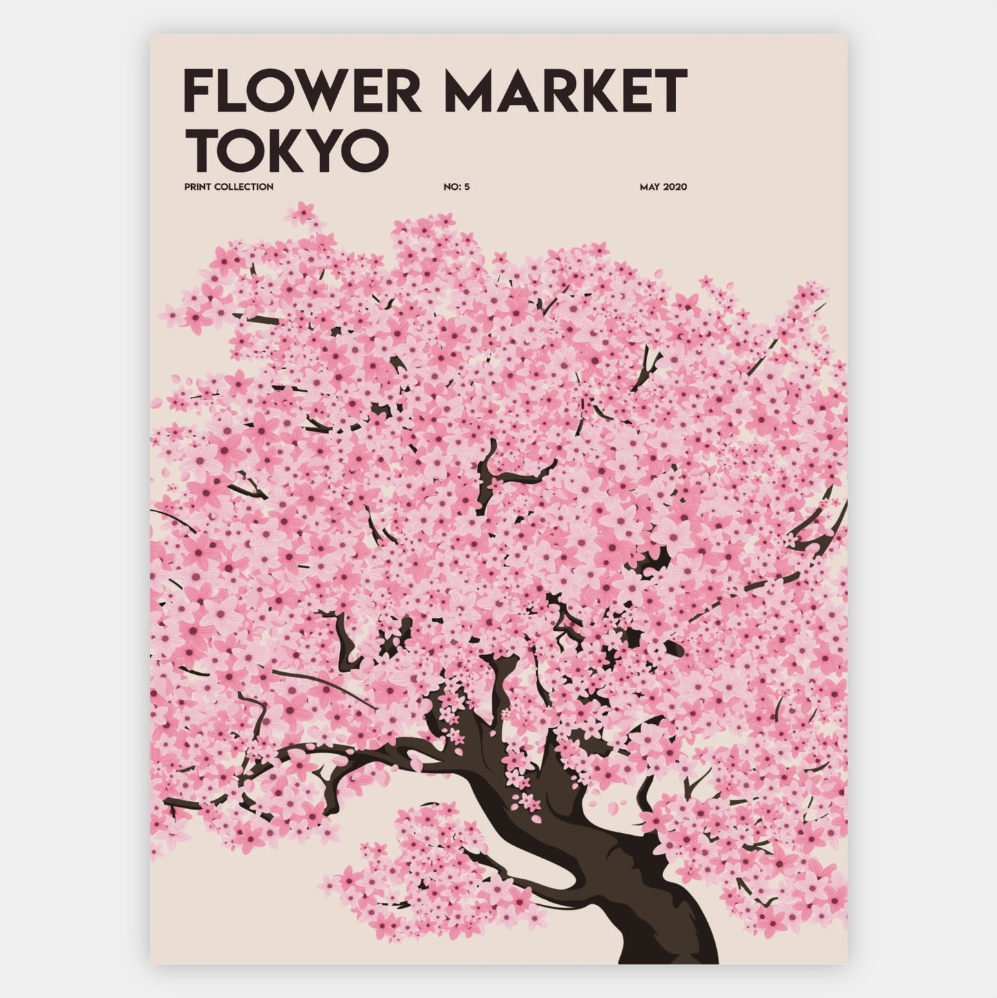 Flower Market Sakura Tree Poster