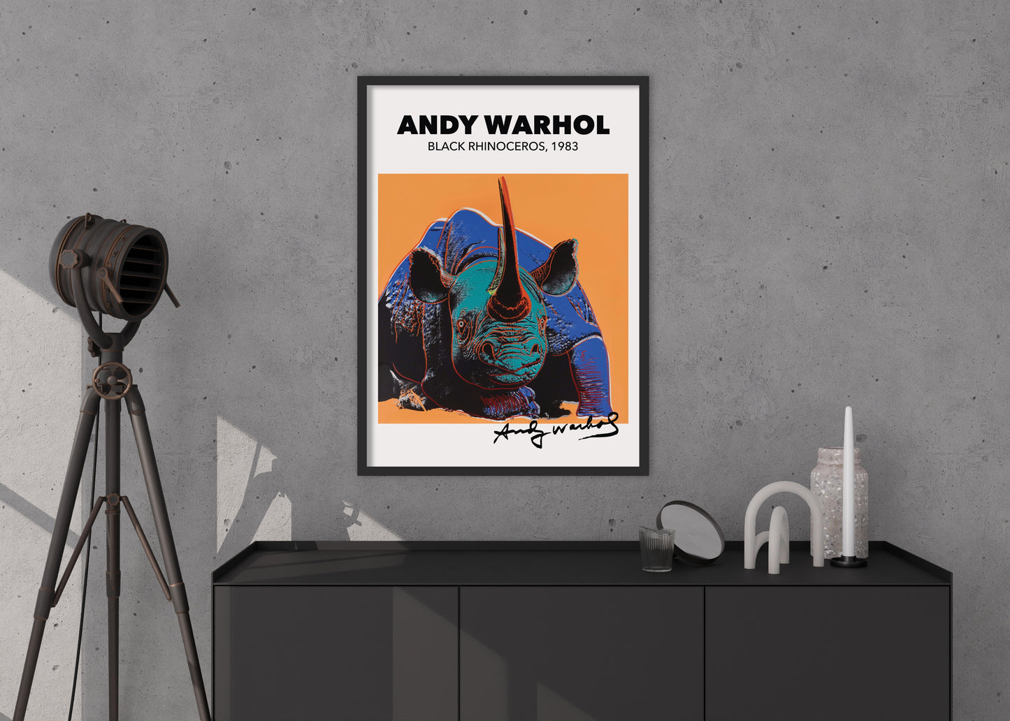 Black Rhinoceros Poster | Andy Warhol