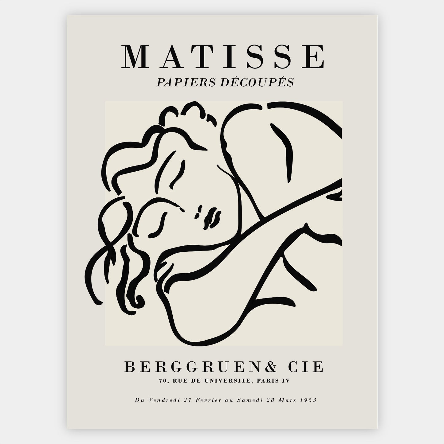 Sleeping Woman Sketch Grey Poster | Henri Matisse