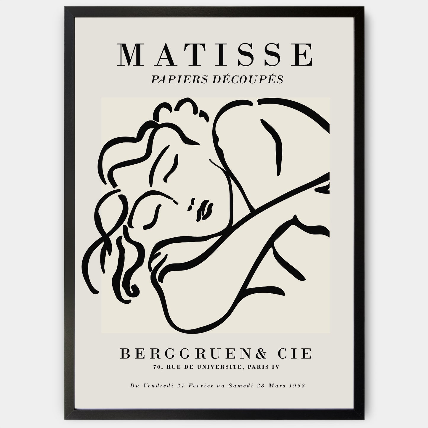 Sleeping Woman Sketch Grey Poster | Henri Matisse
