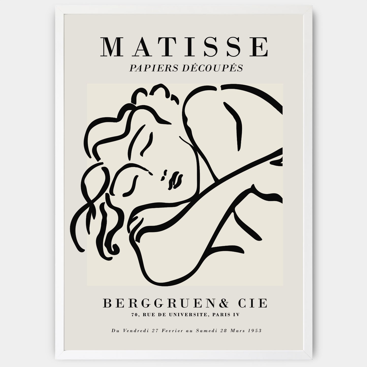 Sleeping Woman Sketch Grey Poster | Henri Matisse