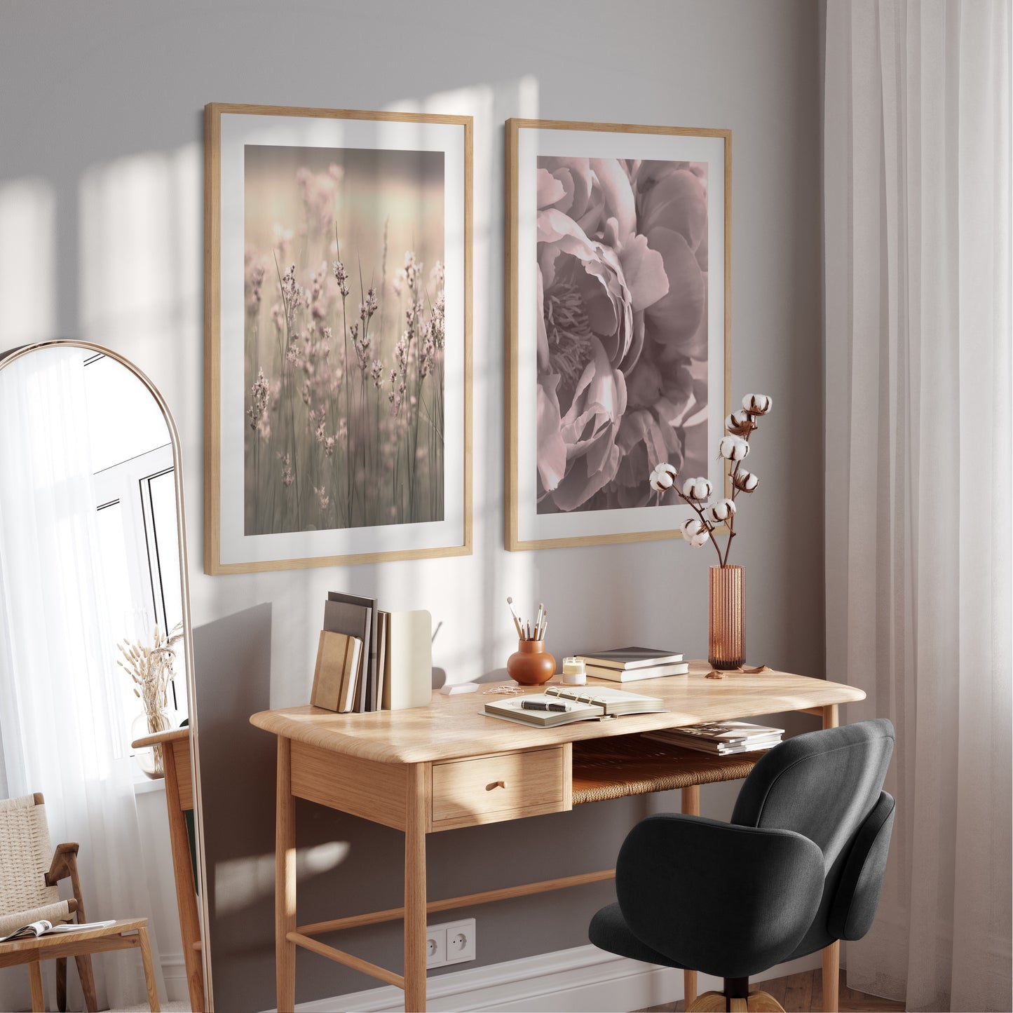 Boho poster with a photo of flowering grass