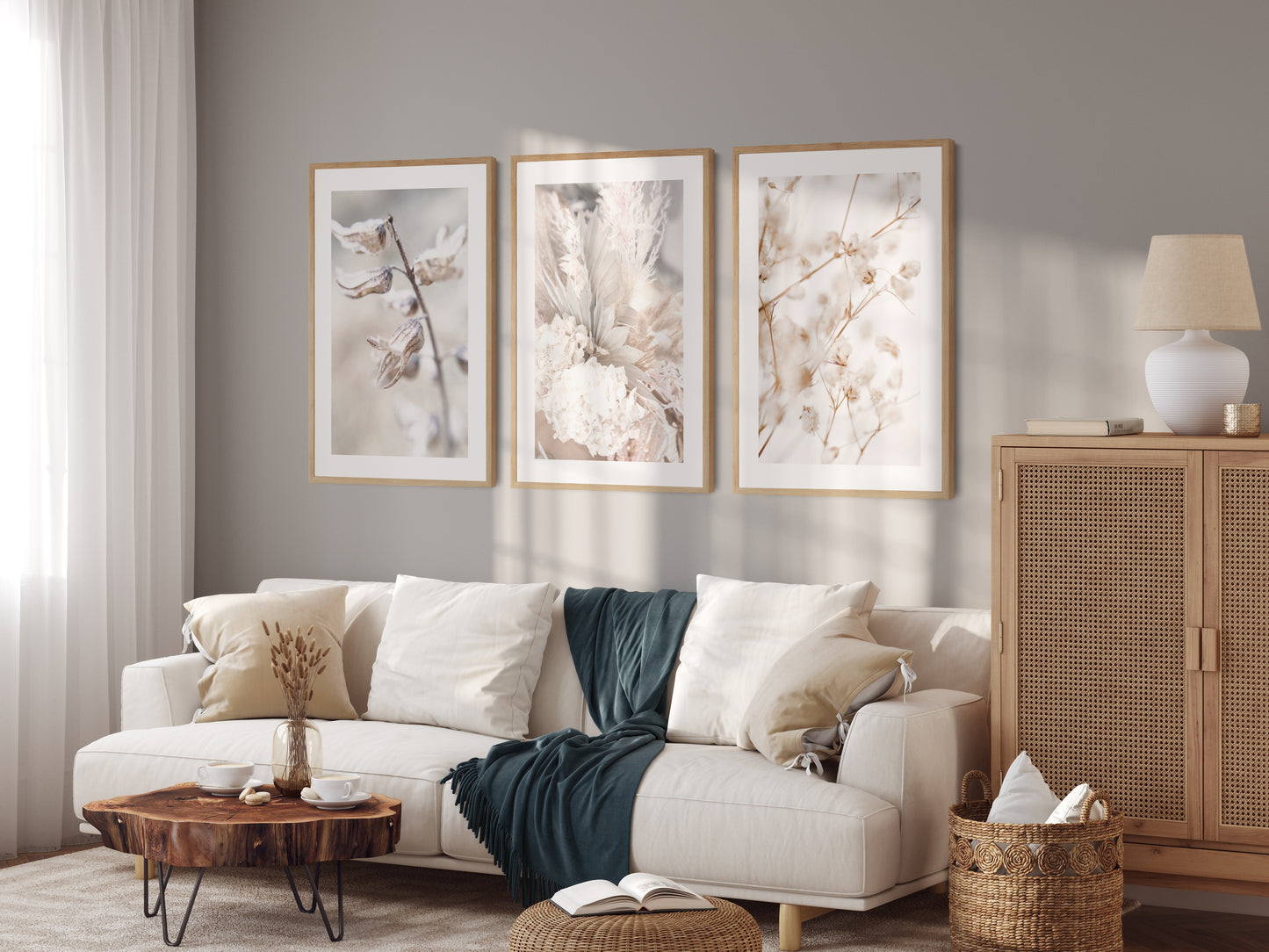 Boho poster with a photo of a dried flower