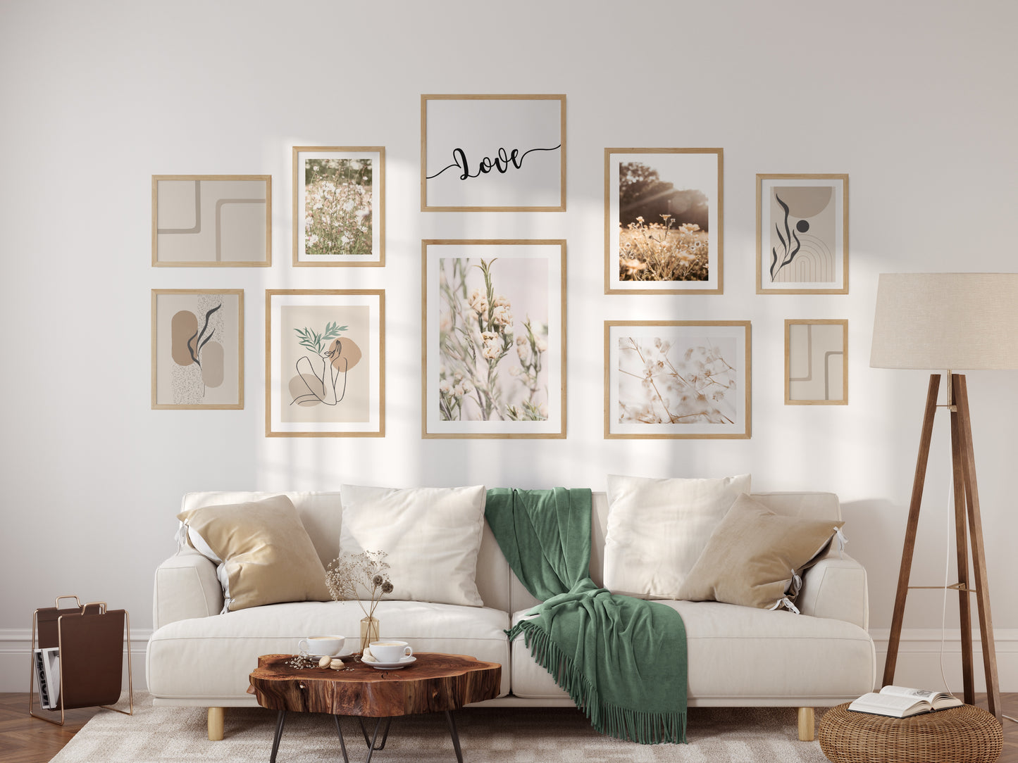 Boho plagát s fotografiou nežnej gypsomilky
