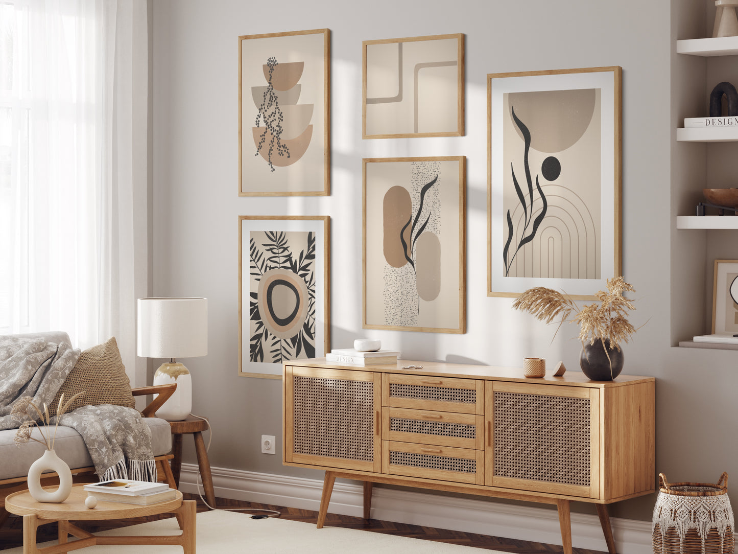 Boho poster with round geometric shapes