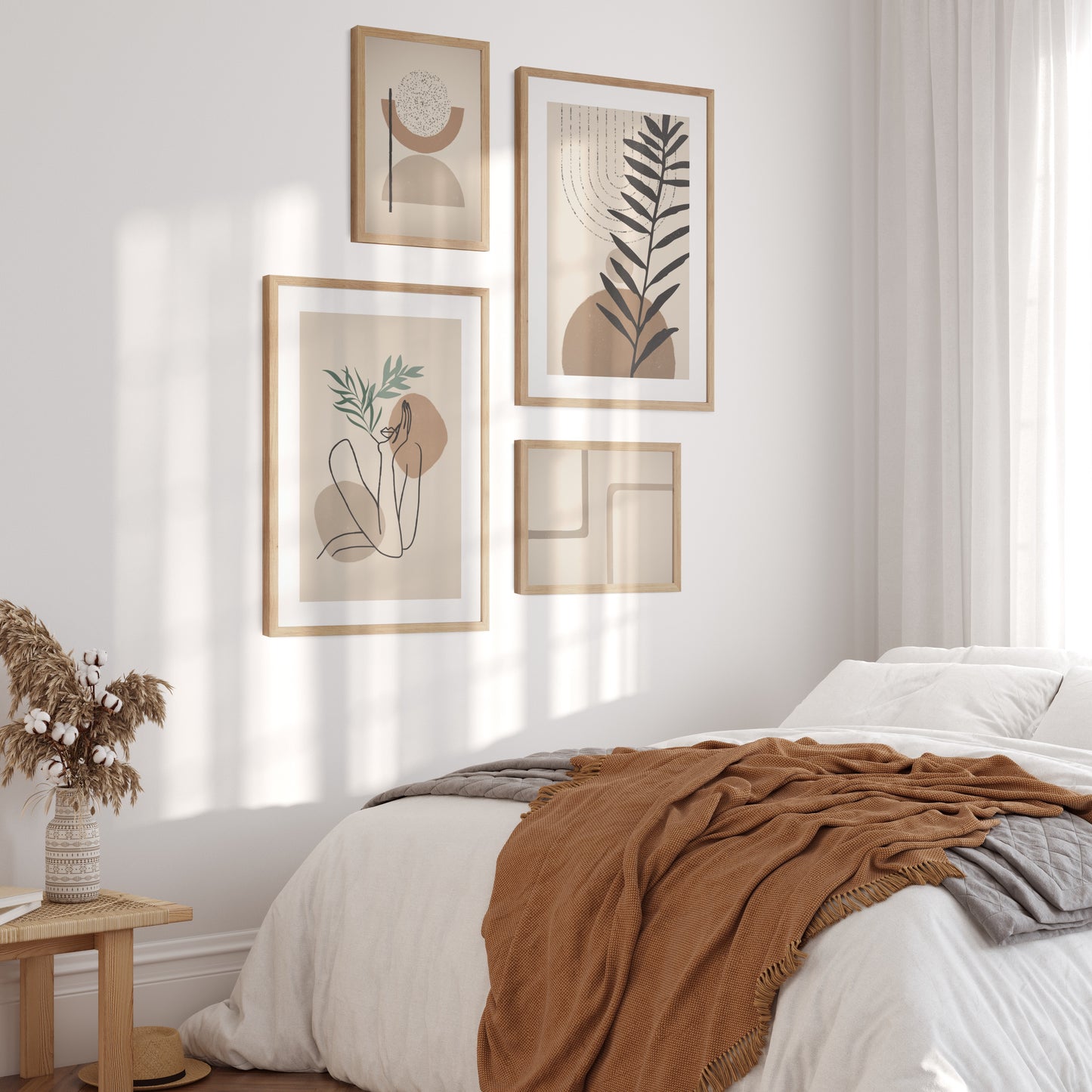 Boho poster with round geometric shapes and a circle