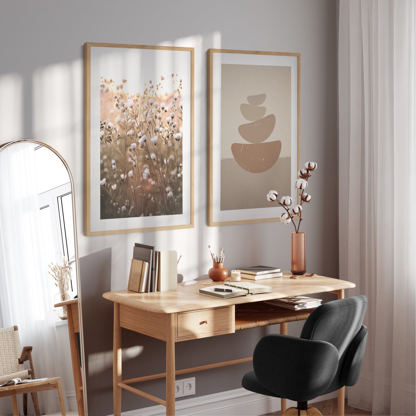 Boho poster with a photo of meadow flowers