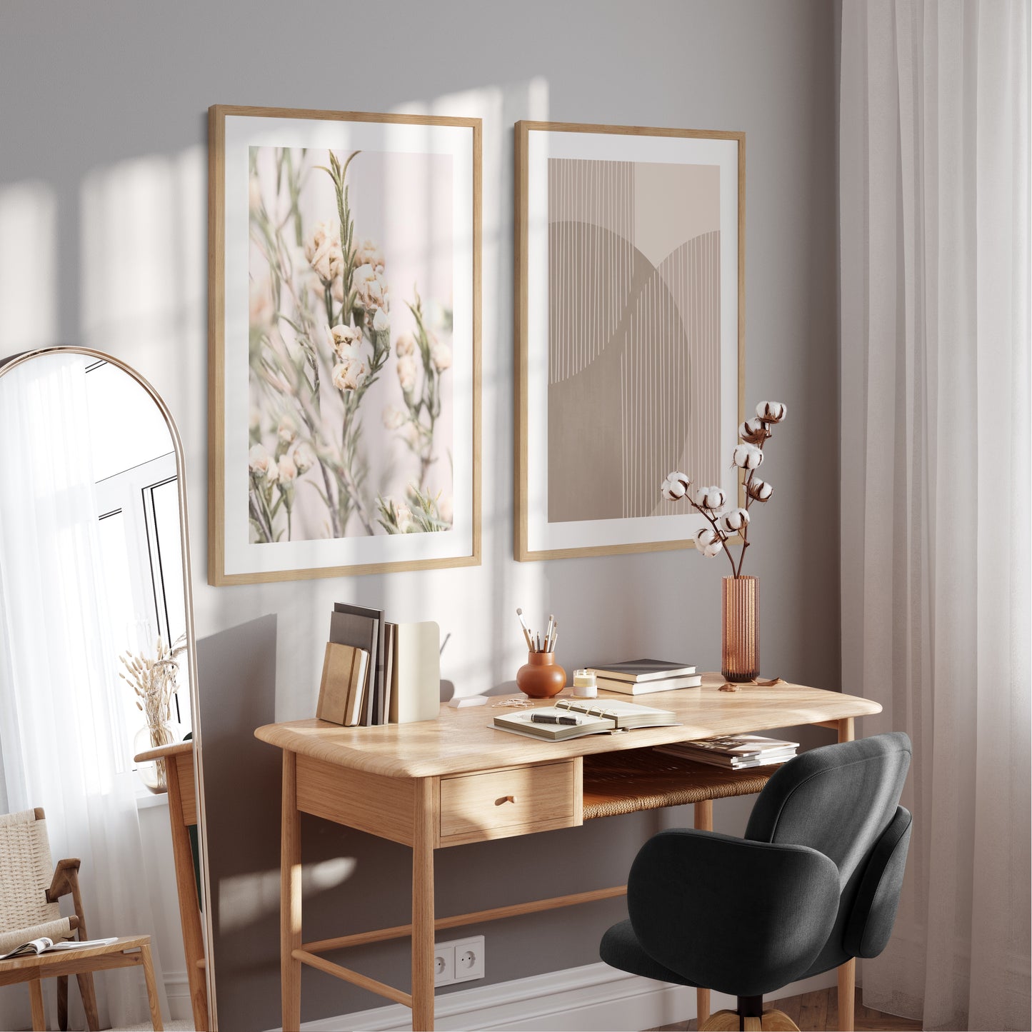 Boho poster with a photo of a meadow