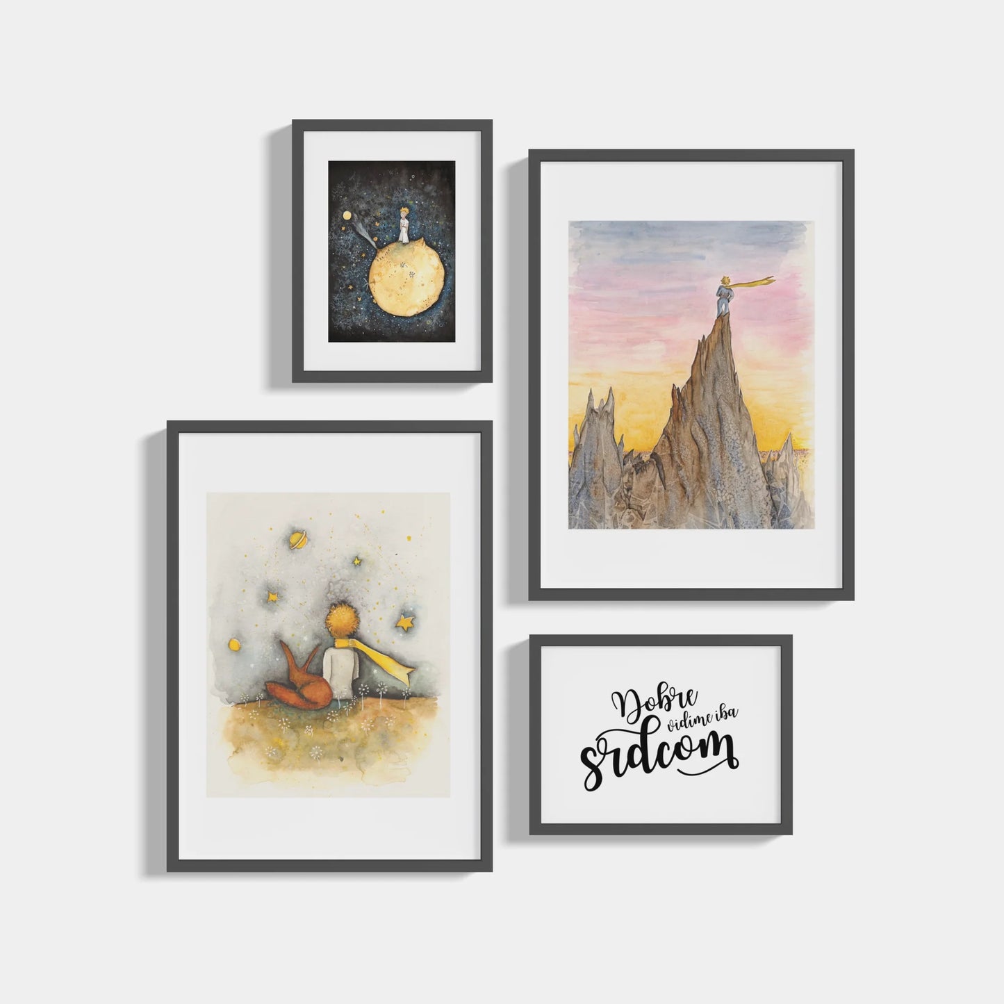 Set of 4 posters The Little Prince Heart