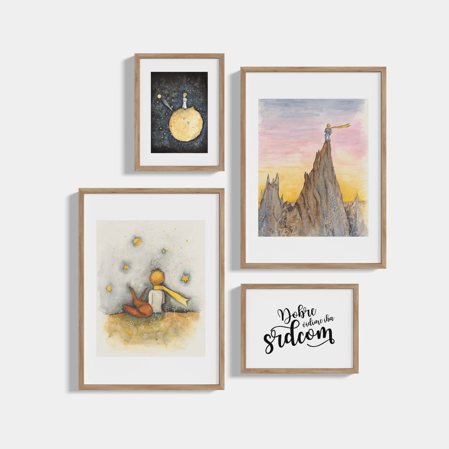 Set of 4 posters The Little Prince Heart