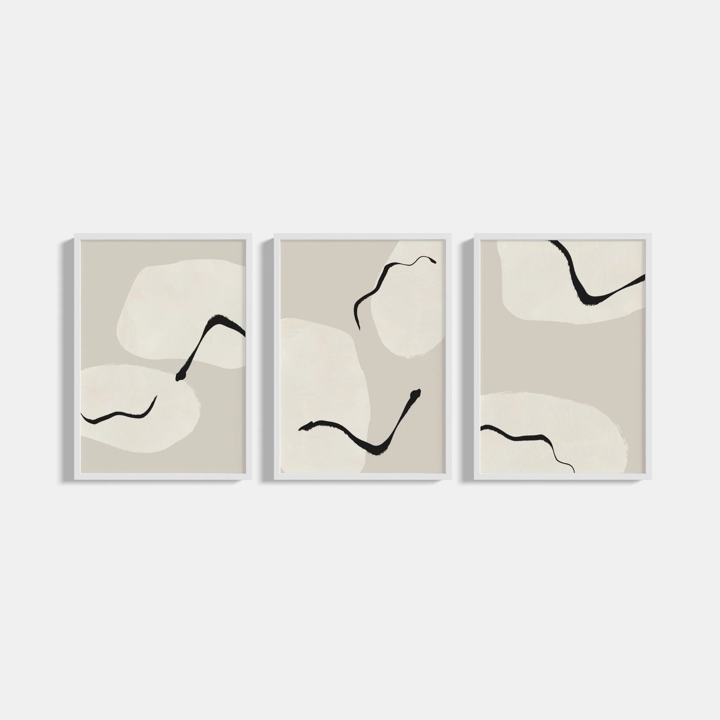 Set of 3 abstract posters Beige Sky