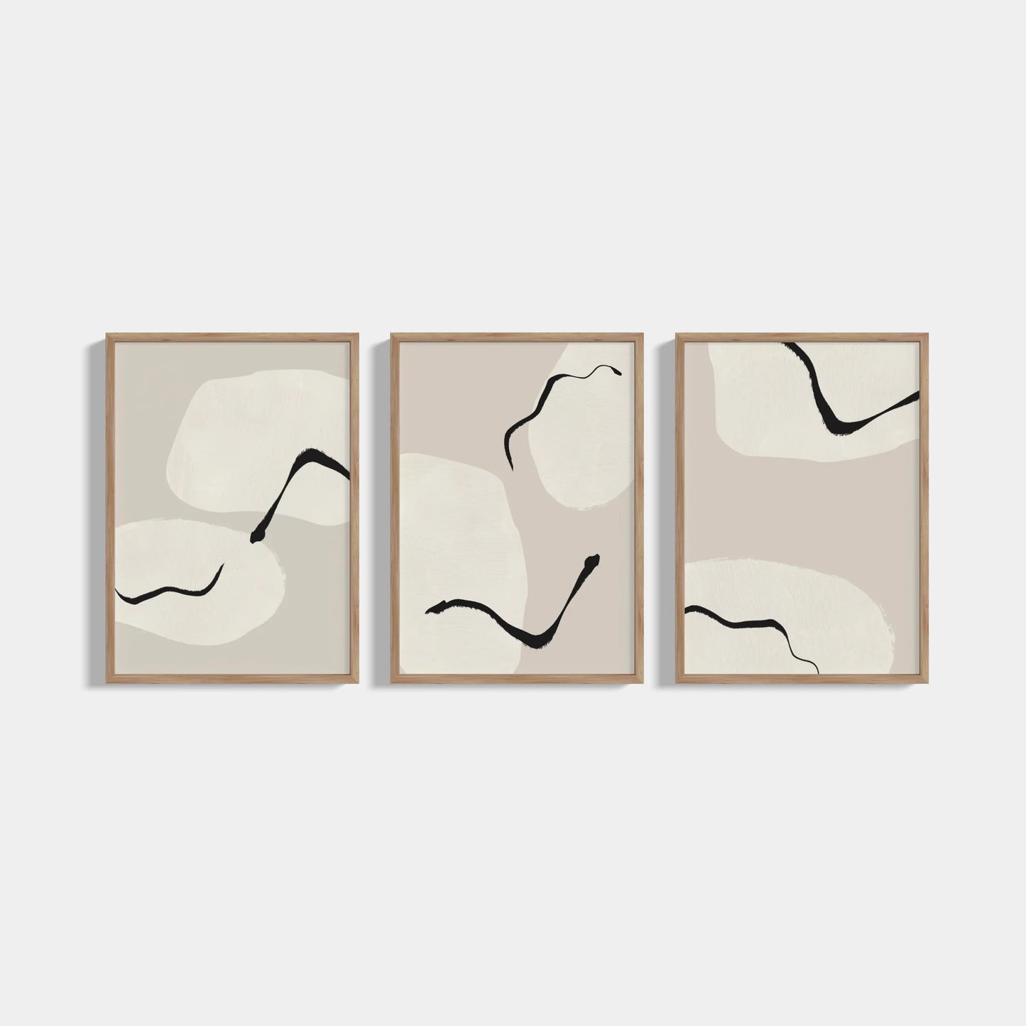 Set of 3 abstract posters Beige Sky
