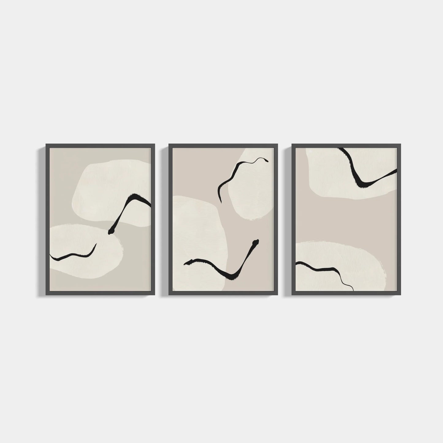 Set of 3 abstract posters Beige Sky