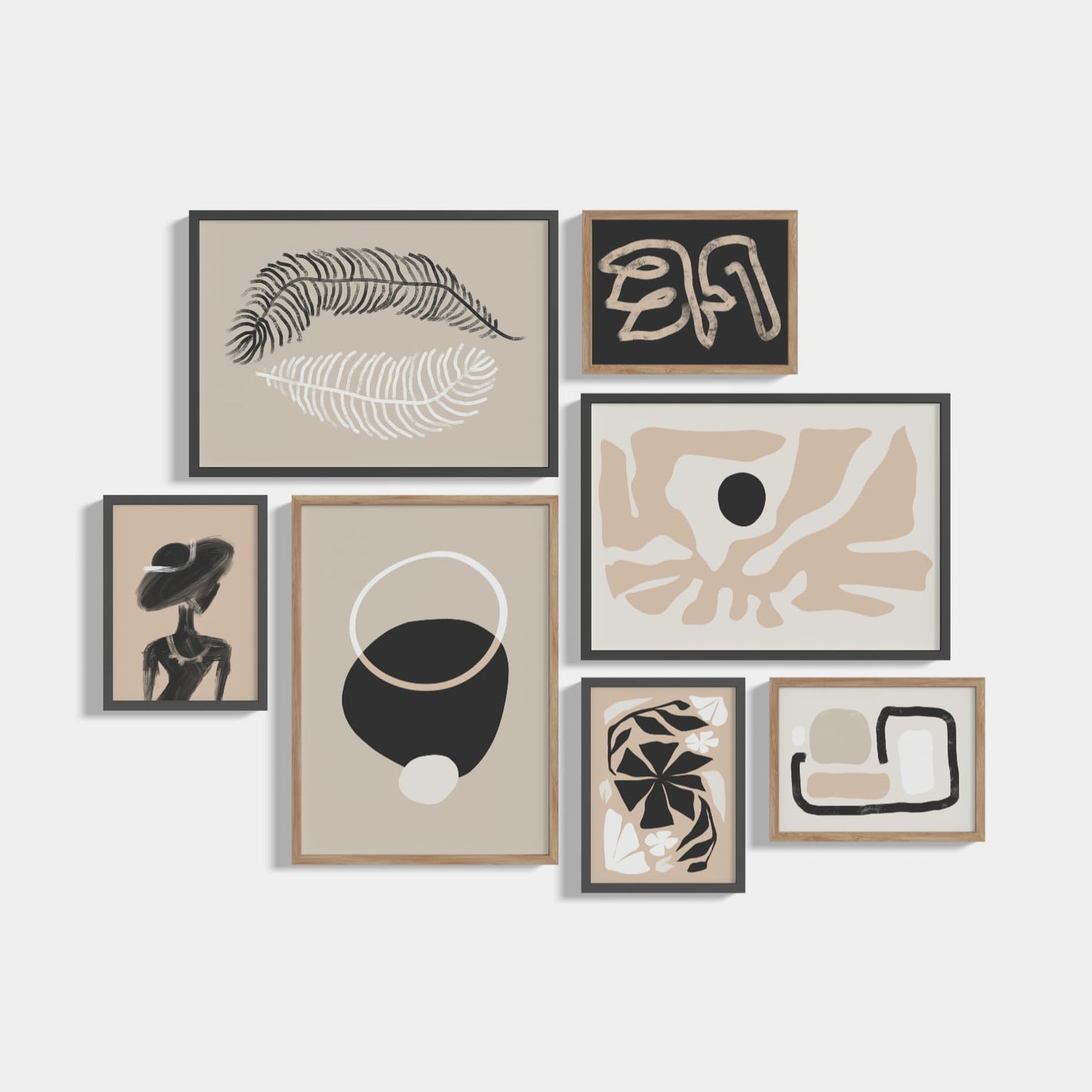 Set of 7 posters Black&Beige