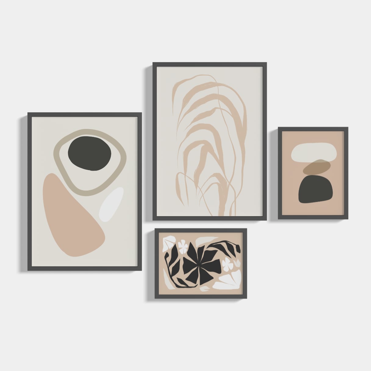 Set of 4 posters Black&Beige