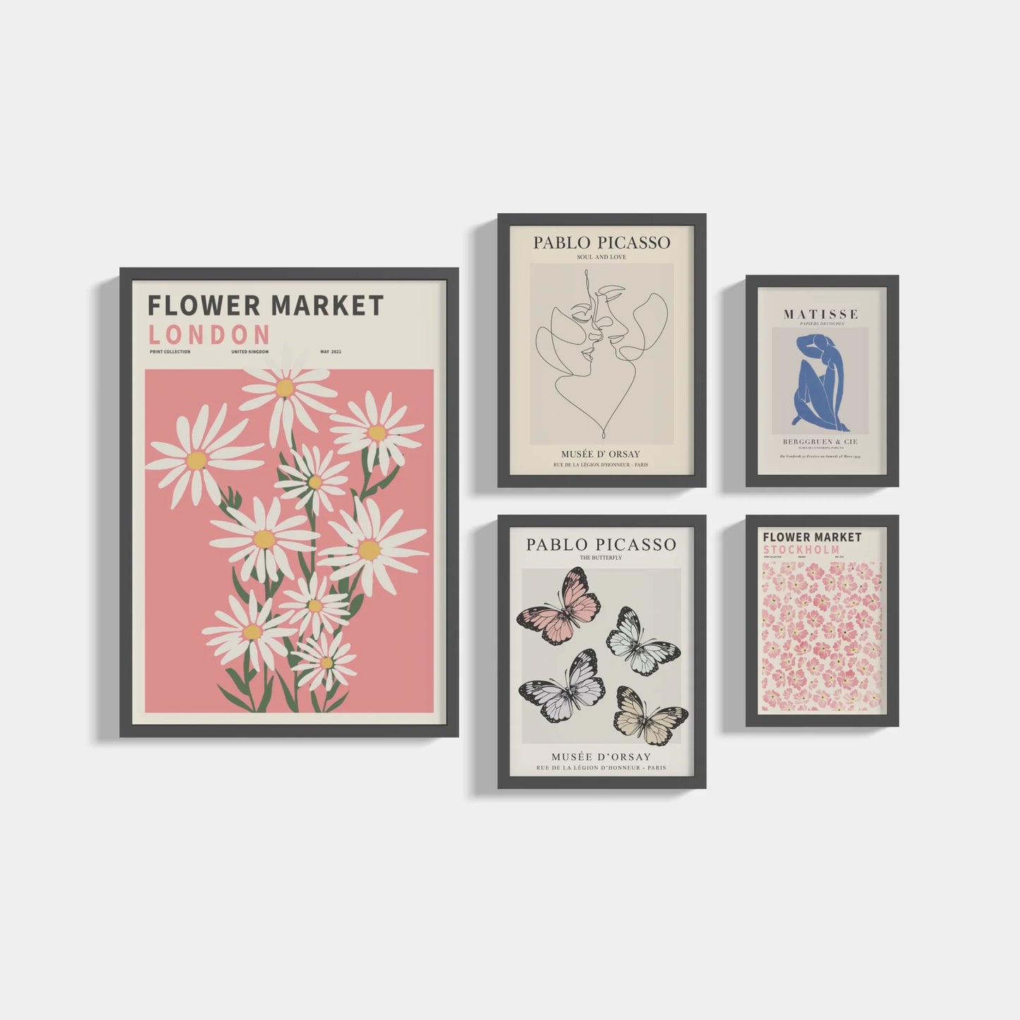 Set of 5 Butterflies posters