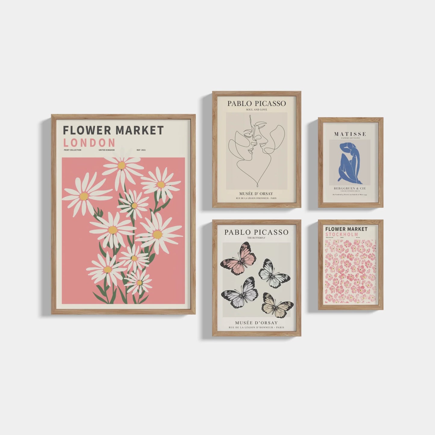 Set of 5 Butterflies posters