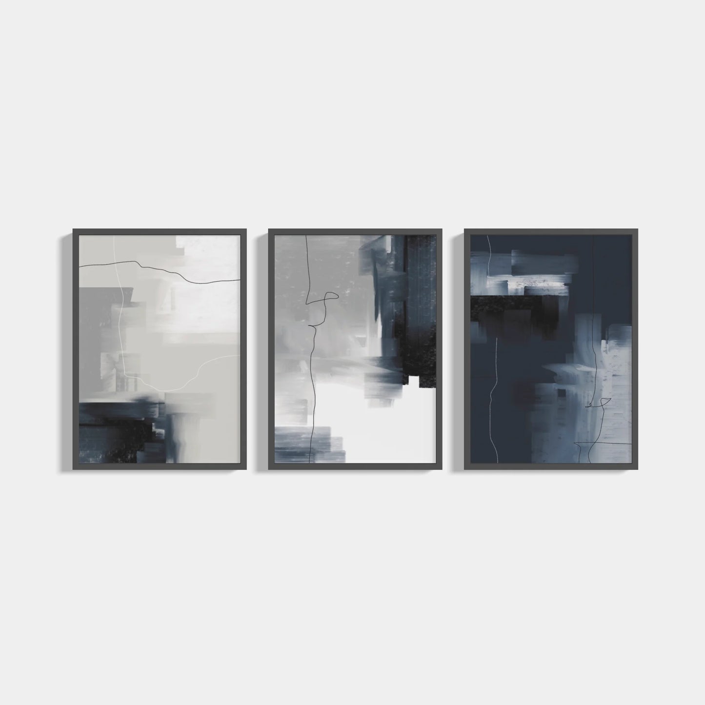 Set of 3 abstract posters Navy
