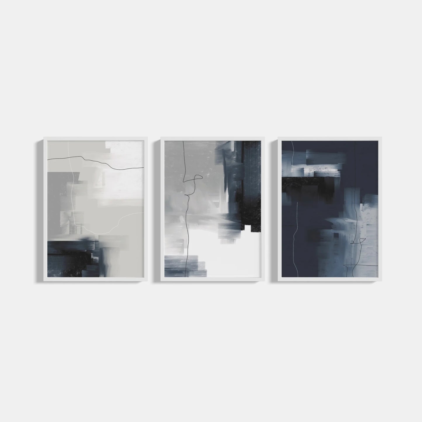 Set of 3 abstract posters Navy