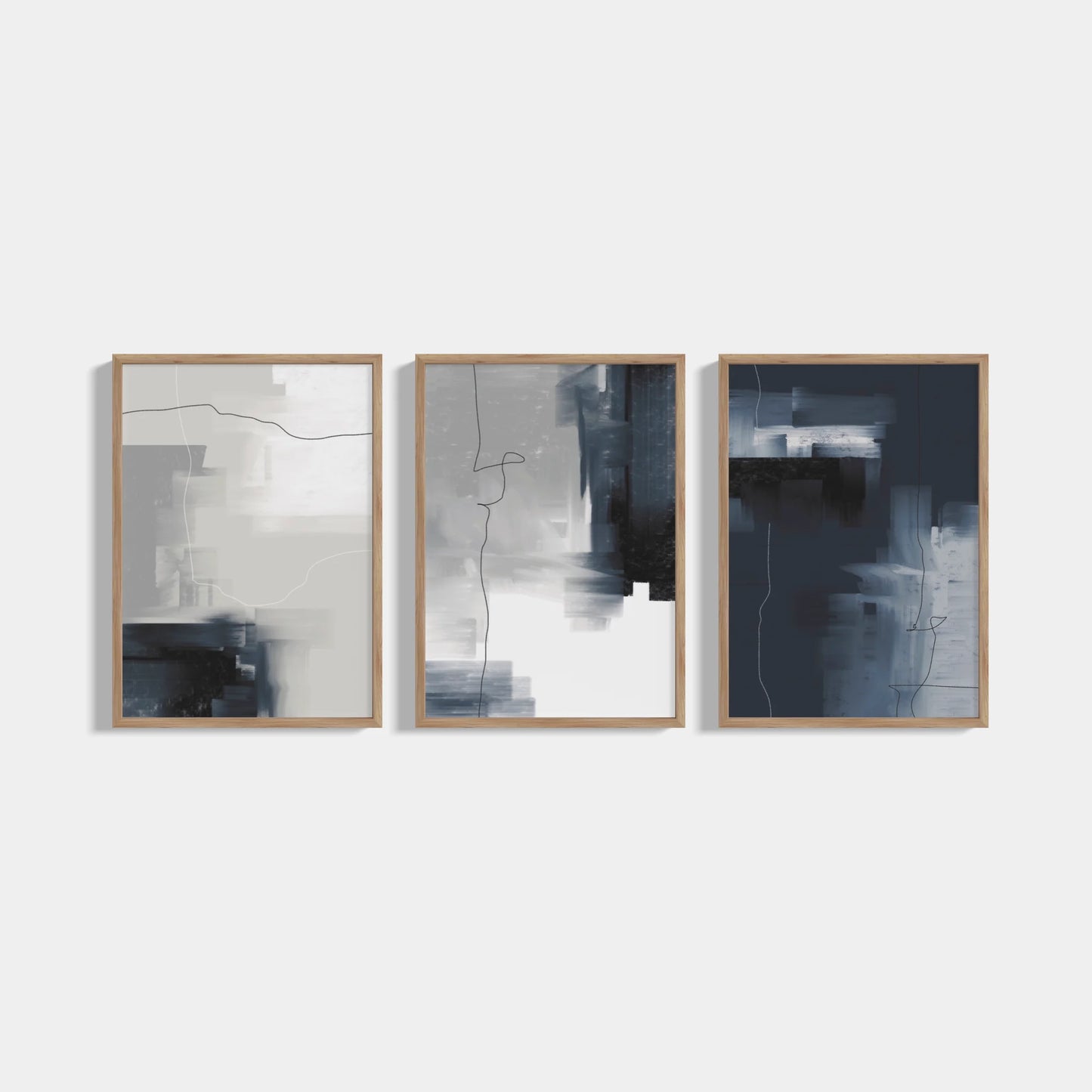 Set of 3 abstract posters Navy