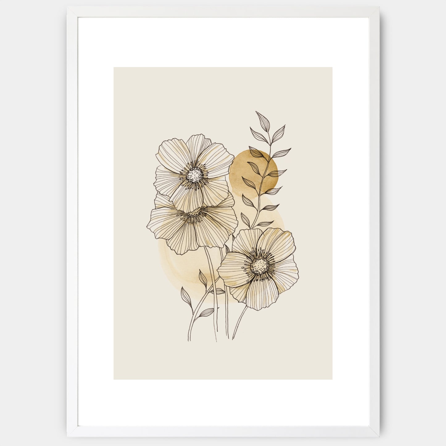 Flowers in Beige Poster