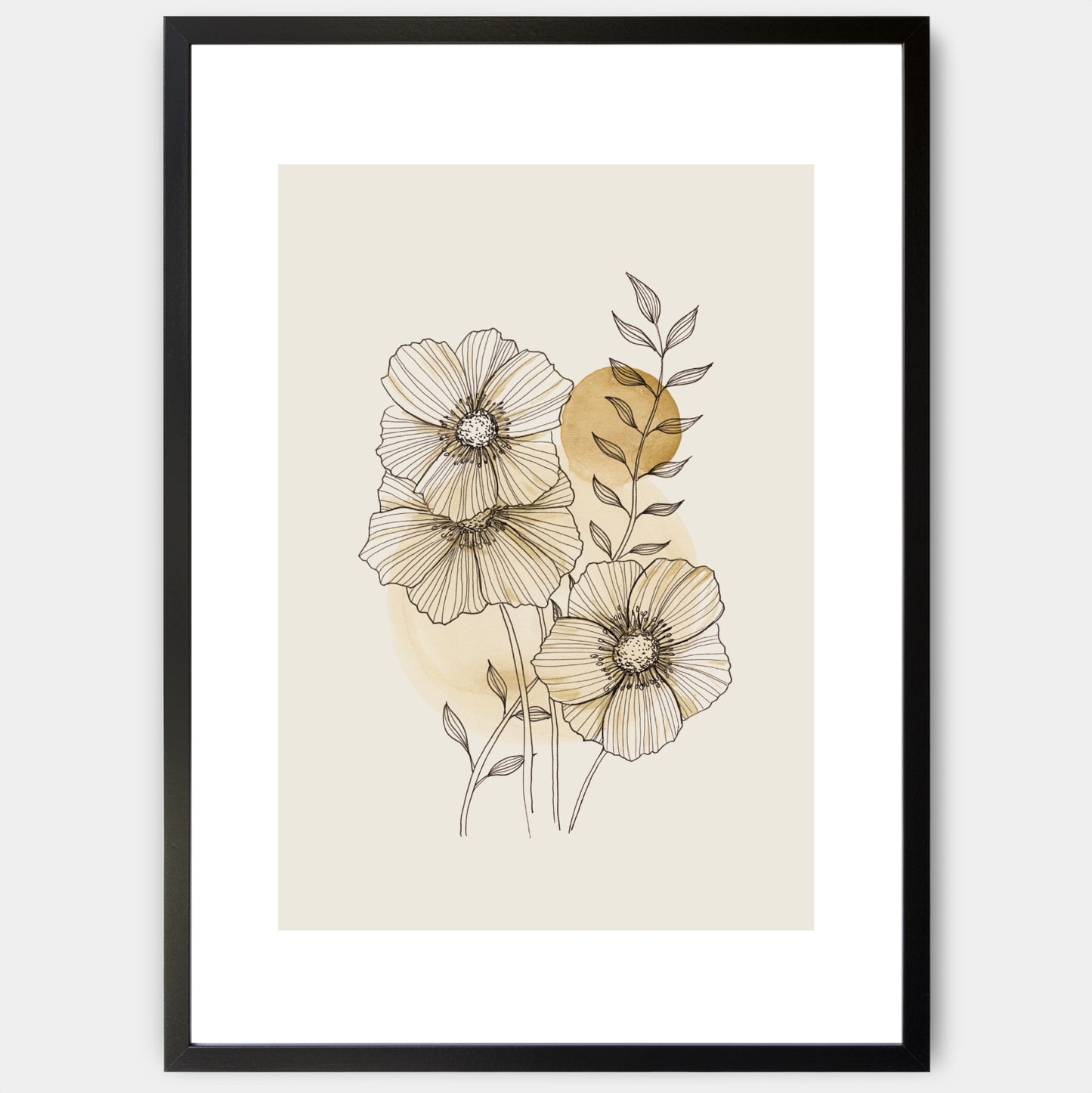 Flowers in Beige Poster