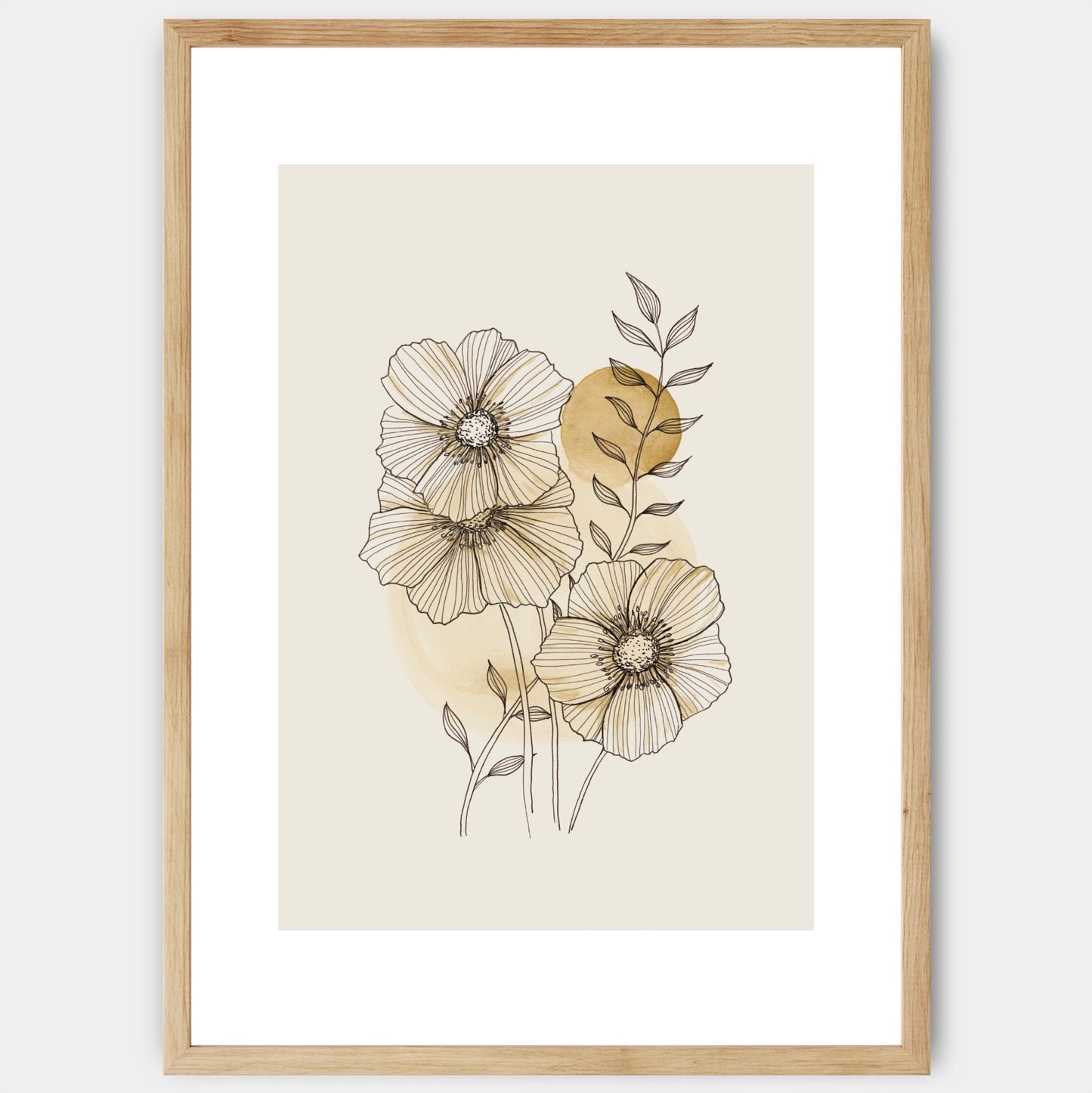 Flowers in Beige Poster