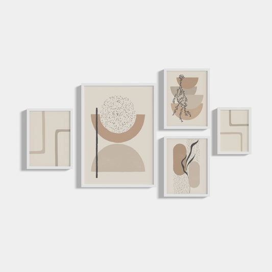 Set of 5 Minimal Beige posters