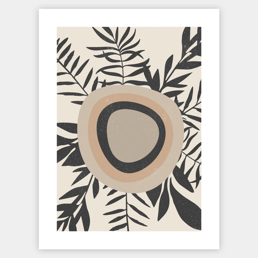 Boho poster of geometric shapes with palm leaves