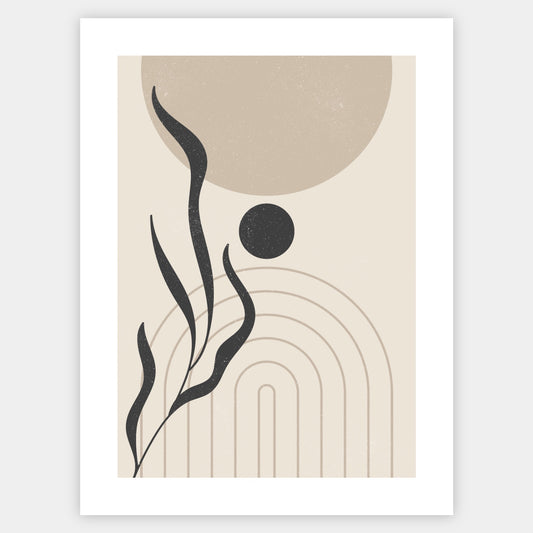 Boho poster with geometric shapes with palm leaf silhouette